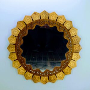 wooden glass mirror