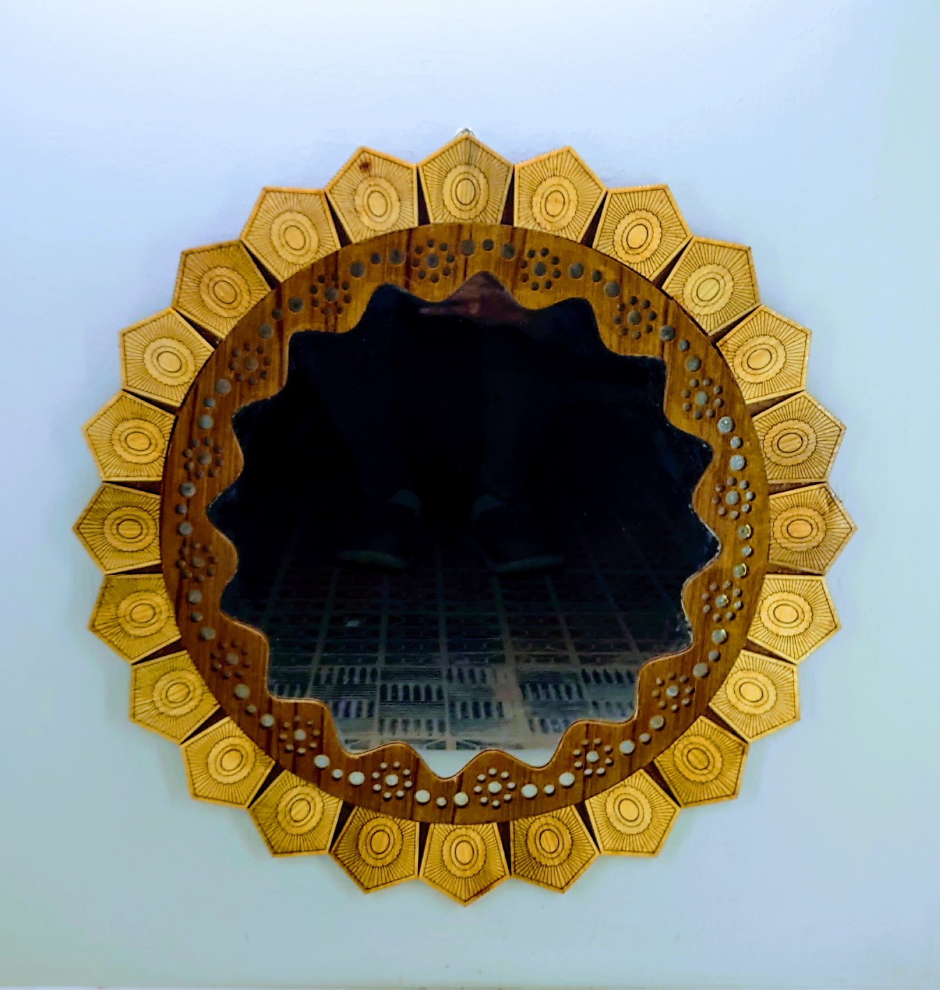 wooden glass mirror